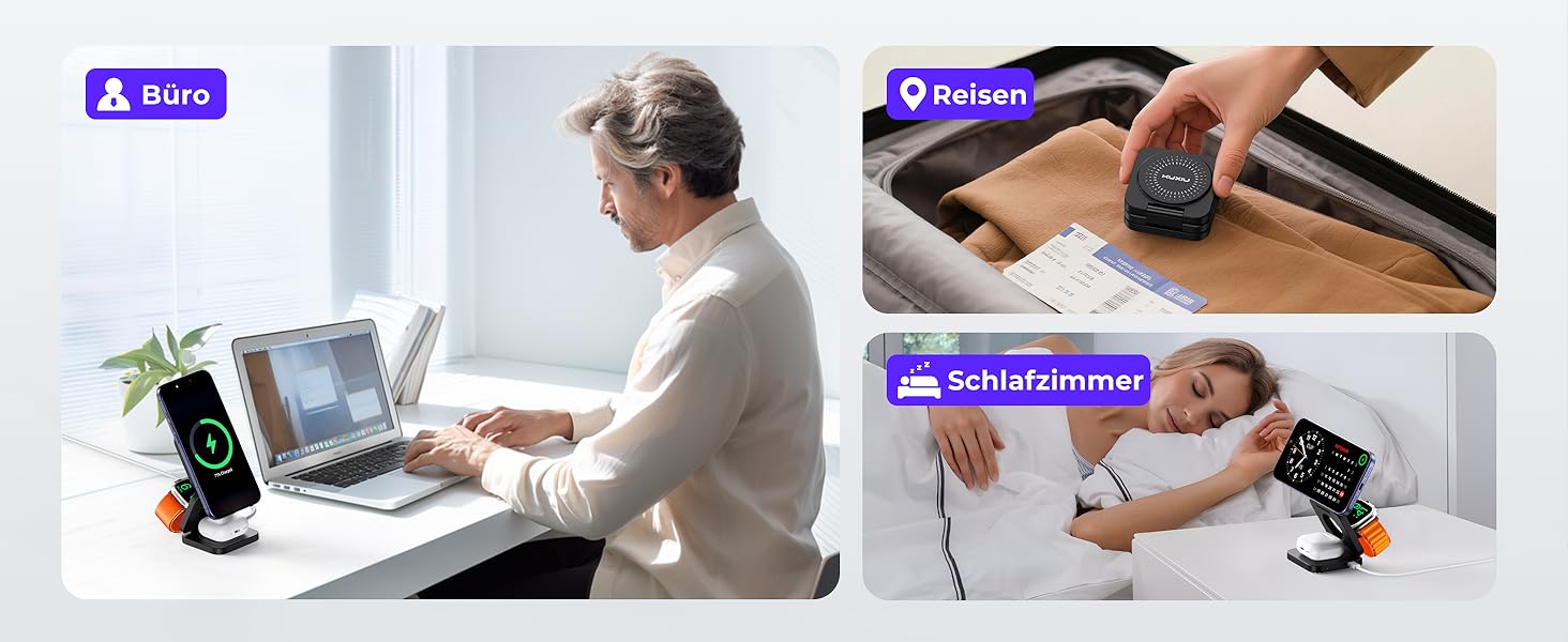 Зарядний пристрій KU XIU X55 Turbo Qi2.2 25W 3-в-1 для Apple Watch, iPhone 17-12 та AirPods, магнітний складаний стенд, адаптер 45W (Чорний)