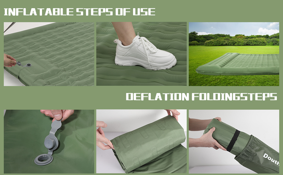 Douthfolle Twin XL Camping Sleeping Pad - 12cm Thick Inflatable Sleeping Mat with Foot Pump - Waterproof & Outdoor