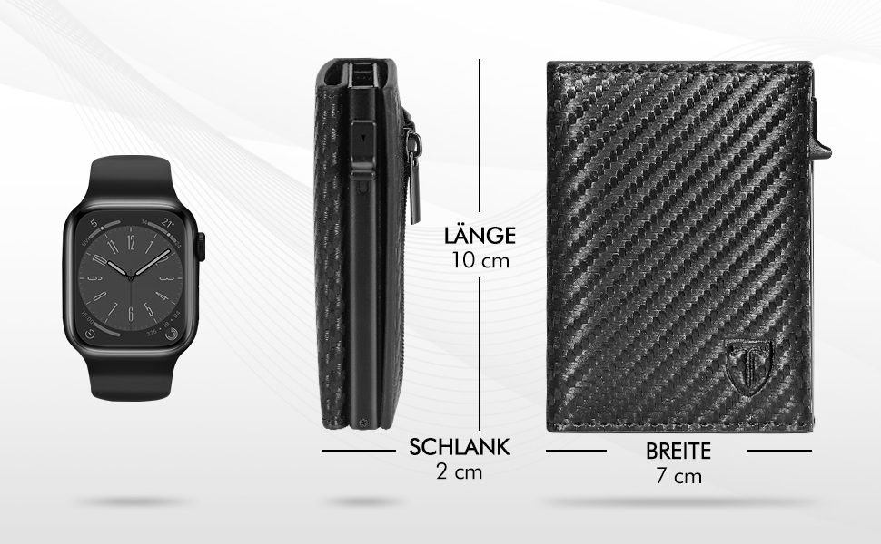 Чоловічий гаманець TENBST: тонкий, з відділенням для монет та RFID-захистом. Карна картхолдер, міні-портмоне, чорний карбон. Ідеальний подарунок.