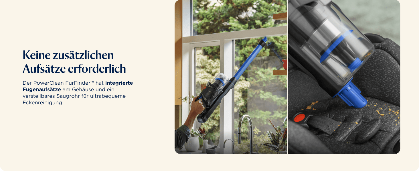 Бездротовий пилосос Bissell PowerClean FurGuard з акумулятором, 280W, самоочисна щітка, світло FurFinder, HEPA-фільтр, акумулятор 2500 mAh, час роботи 50 хв, щітка FurGuard 4091N для видалення шерсті тварин