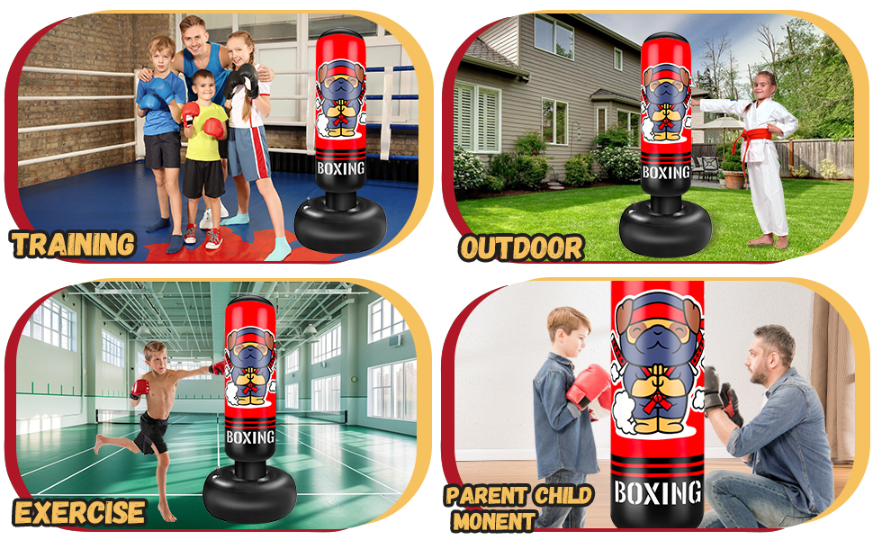 Надувний боксерський мішок для дітей Boxsack Kinder, 165 см, з боксерськими рукавичками, для карате, тхеквондо, MMA, ніндзя, подарунок для хлопчиків та дівчаток 3-12 років