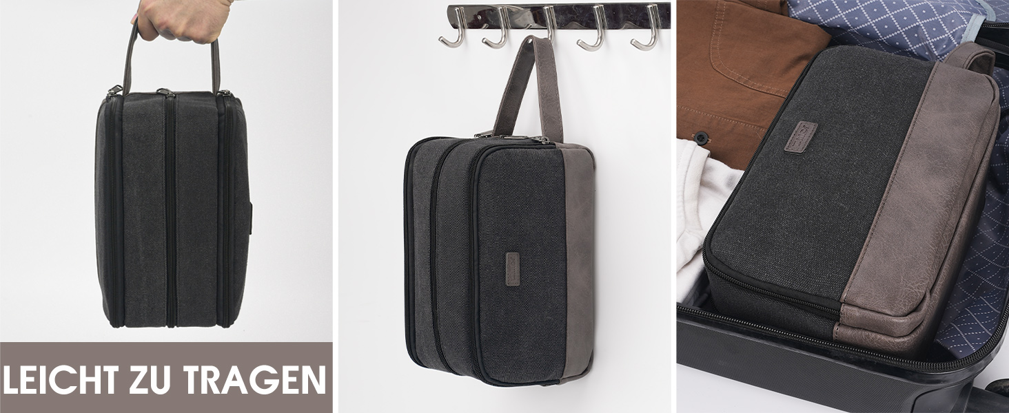 Чоловіча дорожня косметичка WANDF з канвасу, водонепроникна, зелена