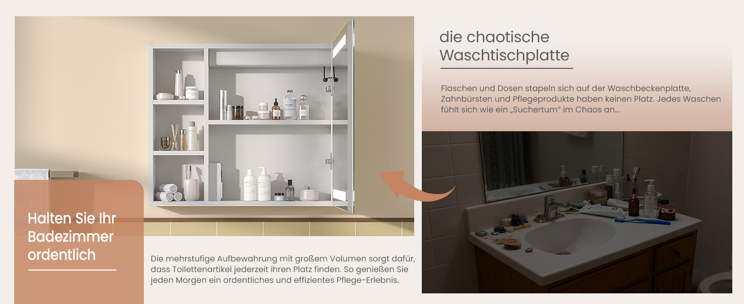 Дзеркальна шафа для ванної кімнати AQUABATOS з розеткою та підсвічуванням LED, 50x70 см, шафа для ванної кімнати, дзеркало з інфрачервовим сенсором, регулювання яскравості, антизапарювання, холодне біле світло