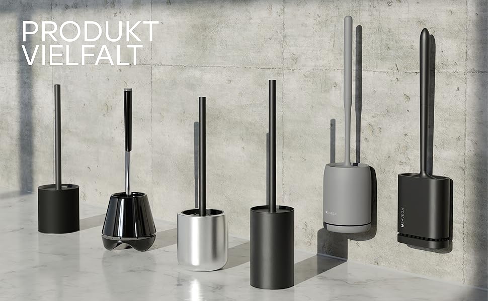 Тойлетний щітка SAVEGA з силікону та нержавіючої сталі - антибактеріальна, з тримачем, сірий колір