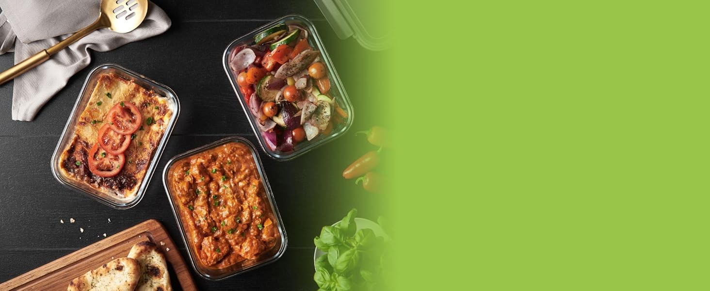 Набір контейнерів VonShef для зберігання продуктів – 10 шт., 1050 мл та 370 мл, придатні для духовки та мікрохвильової печі, мийки в посудомийній машині, герметичні та витікання, ідеальні для приготування їжі наперед