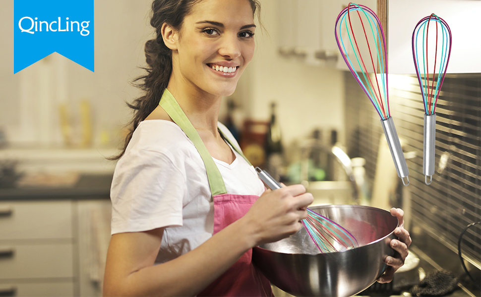 Набір силіконових вінчиків (2 шт.) для кухні: вінчики для збивання, перемішування, приготування випічки