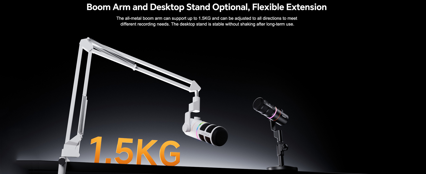 Мікрофон Comica D10 EIN з підсвічуванням RGB, XLR/USB, для стрімінгу, TikTok, подкастів та запису голосу. Сумісний з PC, Smartphone, Computer, Mac, PS4/5.