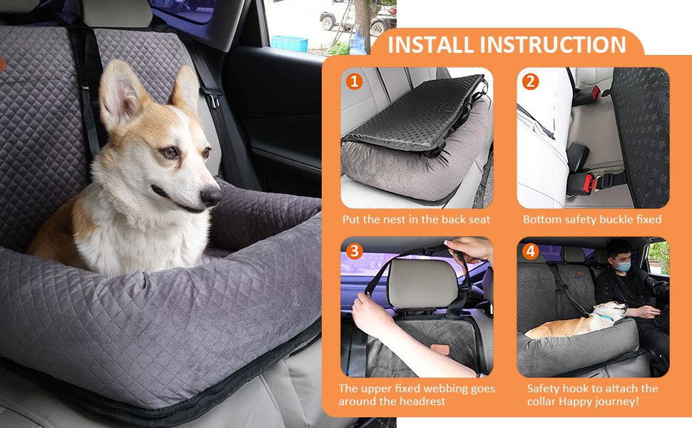 Автокрісло для собак JAOGAUS: безпечний та зручний автотранспортний аксесуар для середніх та великих собак. З безпечним ременем, з якісного короткого плюшу, легко миється.