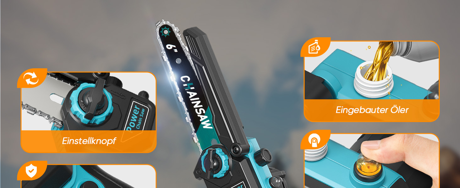 Акумуляторна міні-пила 6 дюймів з безщітковим мотором 1000W, 4000mAh акумулятор, сумісна з Makita 18V, з автополивою, для різання гілок та дерева