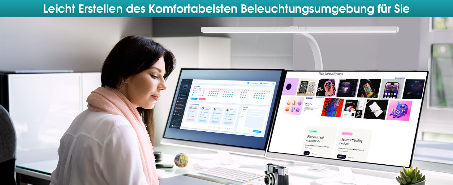 LED лампа настільна з авторегулюванням яскравості, 80 см, кріплення-прищіпка, регульована колірна температура, захист для очей, повний спектр денного світла, таймер, білий колір