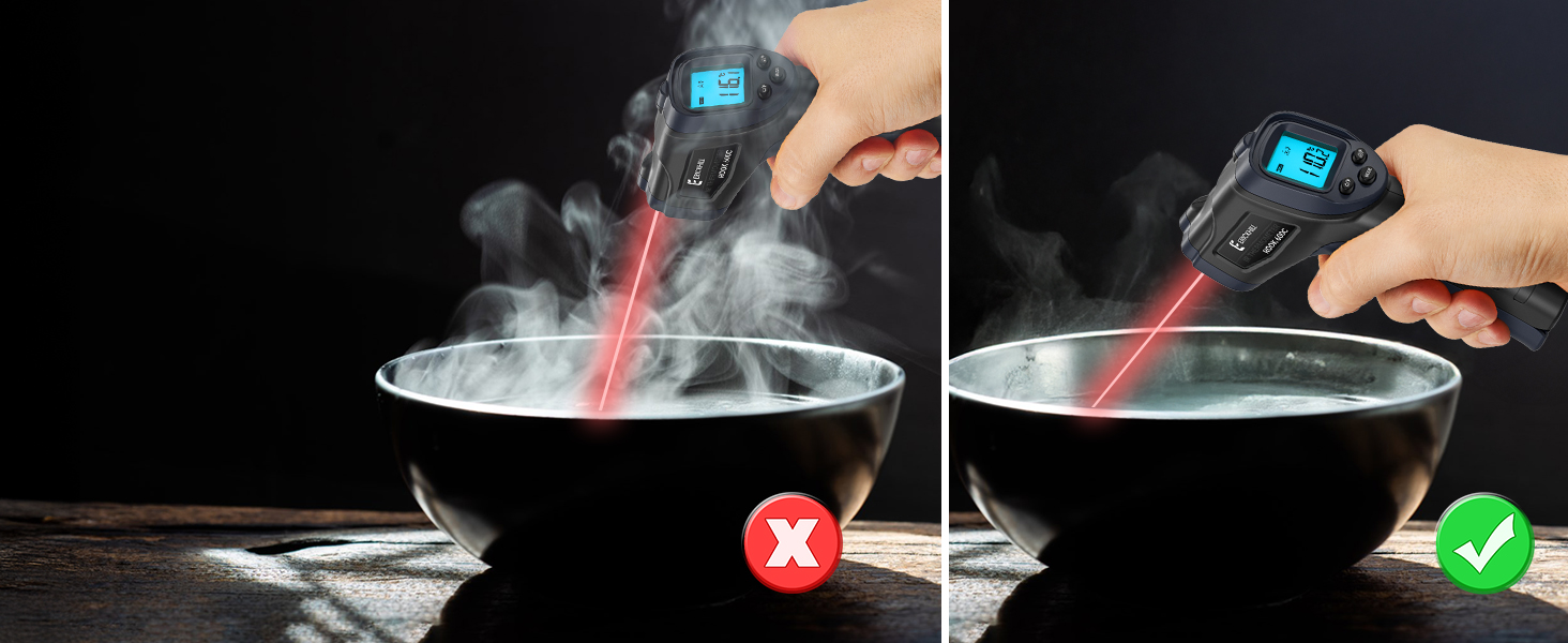 Інфрачервоний термометр ERICKHILL -50℃~600℃ безконтактний лазерний пістолет для вимірювання температури з LCD-дисплеєм, регульованою емісією - для приготування їжі/барбекю/морозильної камери/промисловості, чорний/синій, 600℃, базова версія