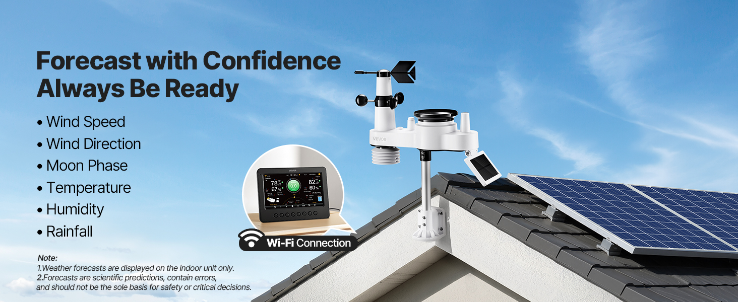 Метеостанція VEVOR Profi 7-в-1 WiFi з сонячною панеллю, 7.5