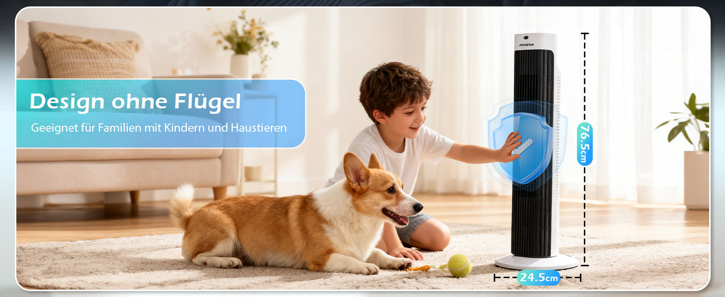 Вентилятор вежовий Aigostar Leise Turmventilator 76 см з осциляцією та таймером, 45 Вт