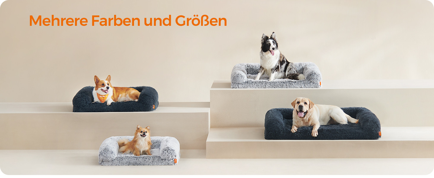 Feandrea FluffyHug лежанка для собак, розмір M, м'яка подушка для собак, килимок для мініатюрних та маленьких собак, лежанка-софа з ноппенового пінополіуретану, знімний та пральний чохол, 76 x 58 x 19 см, Ombré-Grey PGW231G01V1 M