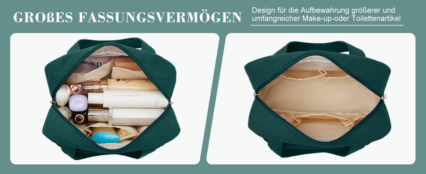Косметичка жіноча Kalidi з відділеннями та щілинами для пензлів, велика органайзер для макіяжу, дорожня косметичка, валізка, темно-зелена