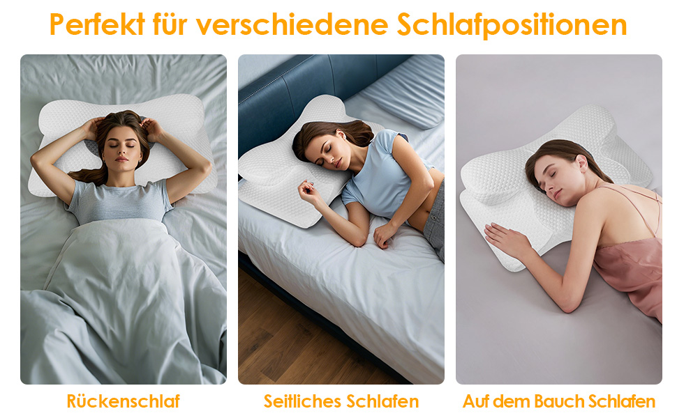Ортопедична подушка Gaethra з Memory Foam для шиї, регульована висота, 63 x 34 x 9/12 см, білий