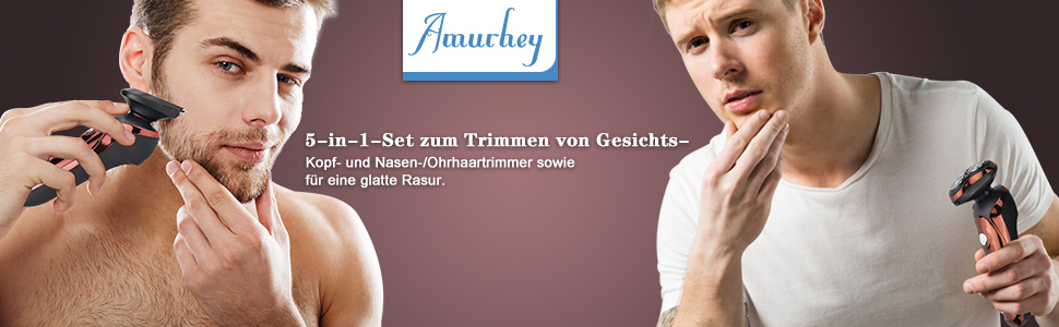 Електричний гострою для чоловіків Amurhey 5-в-1 з тримером, 3 насадки, 99 хв роботи, для сухого та вологого гоління, станція зарядки, подарунок для чоловіків
