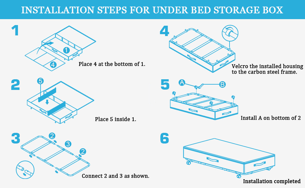 Органайзери для зберігання під ліжком Xtsuen (2 шт.) з металевим каркасом та колесами, велика місткість, для одягу, взуття, ковдр