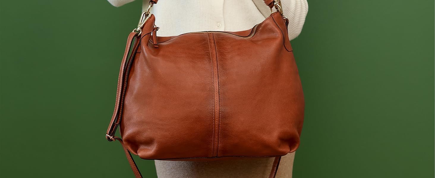 Сумка Gusti Shopper Leder Hannah - жіноча шкіряна сумка-шопер, крос-боді, коричнева