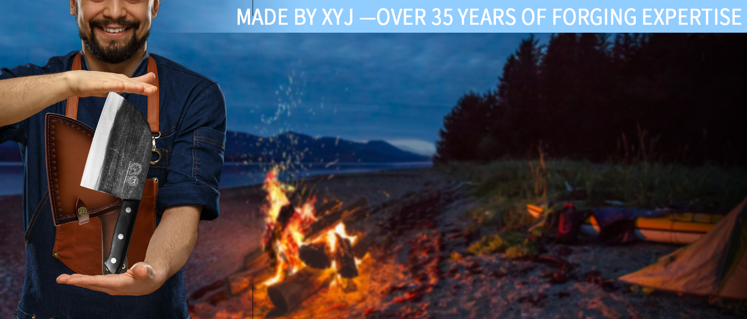 Кухонний ніж-тісач XYJ 6,2 дюйма, тактичний, повний хвостовик, 4Cr13 нержавіюча сталь, з шкіряним чохлом, для м'яса та овочів, подарунок для жінок і чоловіків