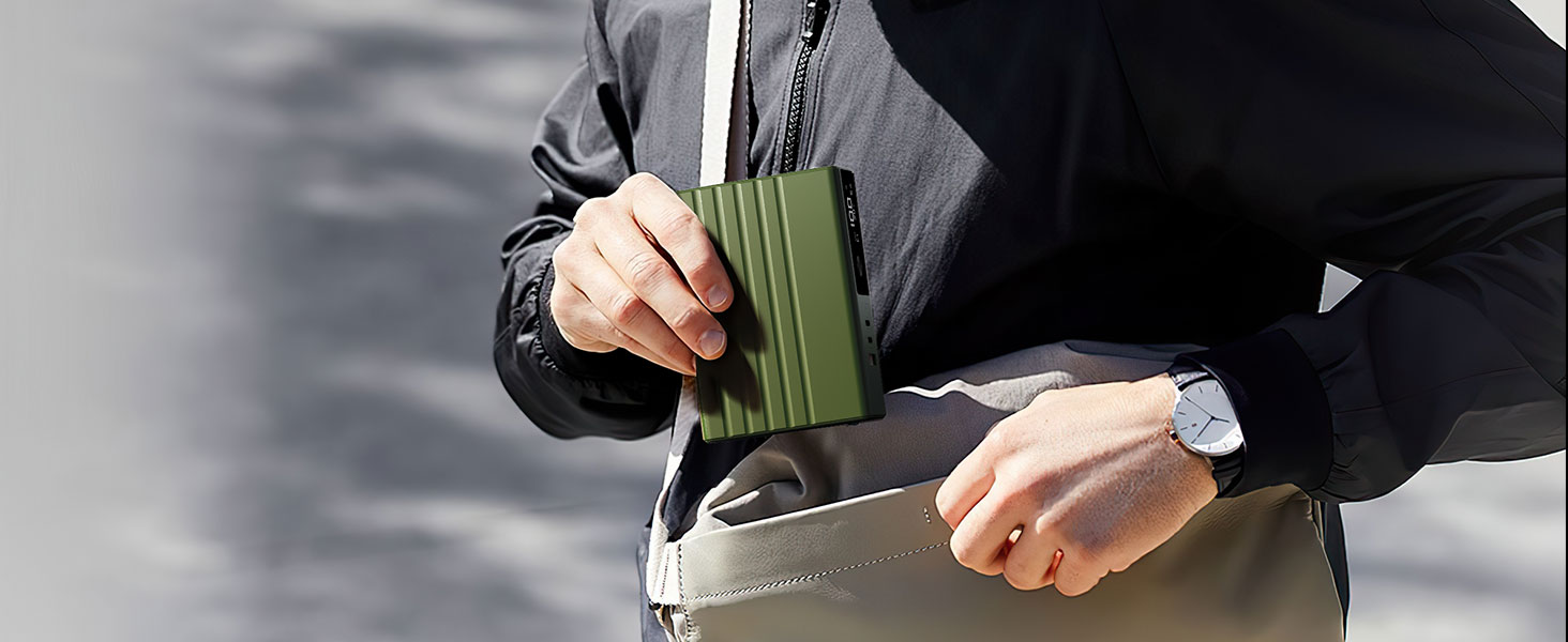 Power Bank KU XIU 25000mAh 100W з 3-портом, LCD-дисплеєм, PD 3.0 для MacBook, iPhone, Galaxy, iPad (Зелений)