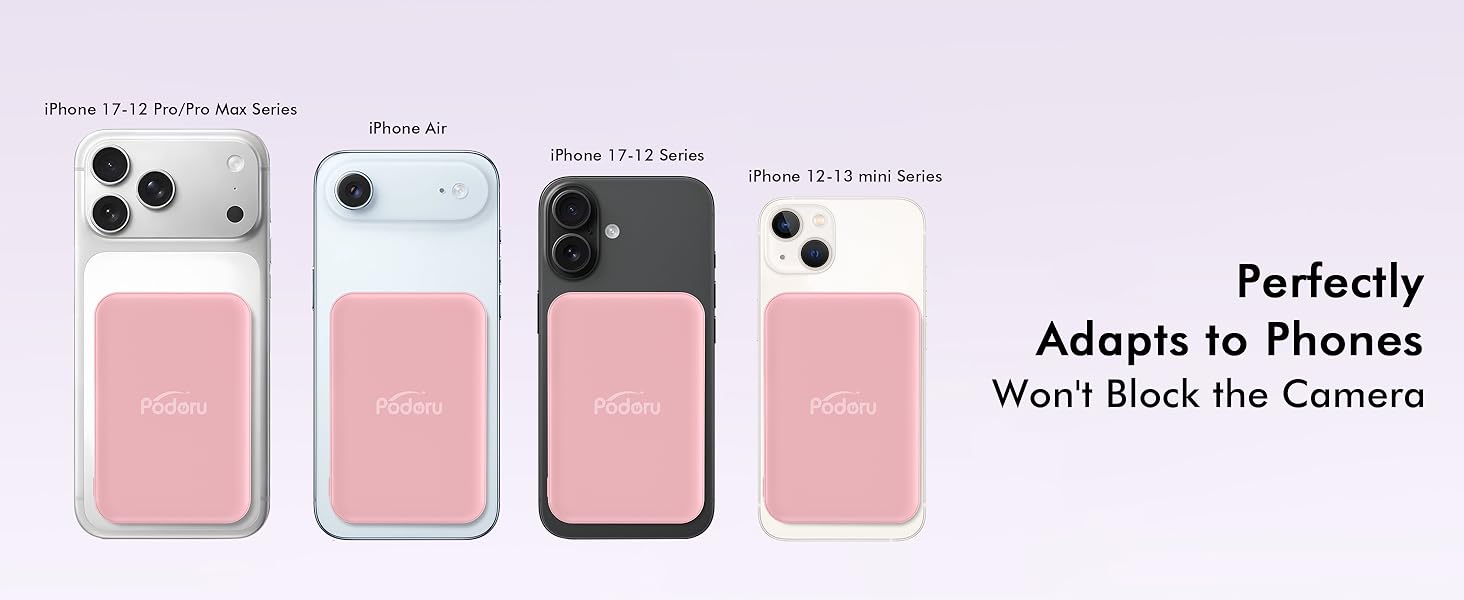 Power Bank MagSafe 5000mAh для iPhone (Рожевий): Швидка зарядка 20W, Type-C, сумісний з iPhone 17/16/15/14/13/12