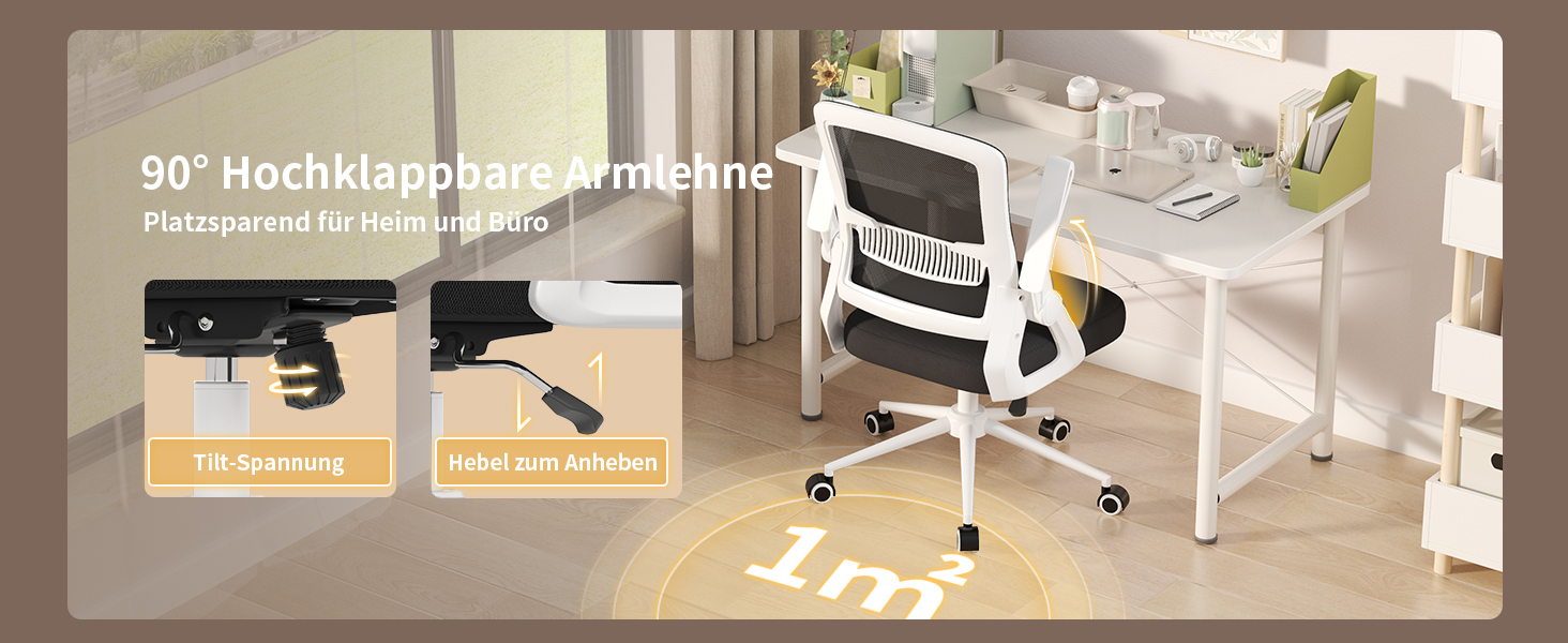 Офісний стіл Naspiro Ergonomischer Bürostuhl: регульований, з сітчастою спинкою та підлокітниками, з підтримкою попереку, для дому та офісу (чорний/білий)