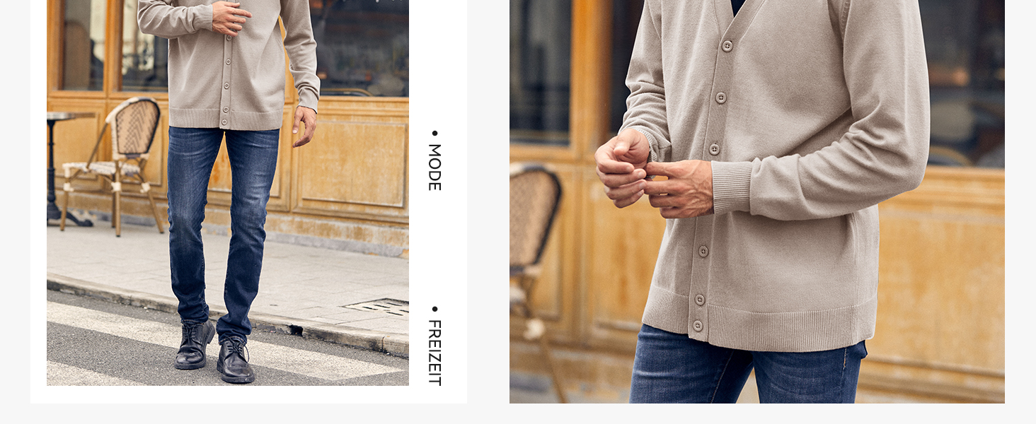 Чоловічий в'язаний кардиган Runcati без коміра V-подібний виріз, легка перехідна куртка сірого кольору, розмір M