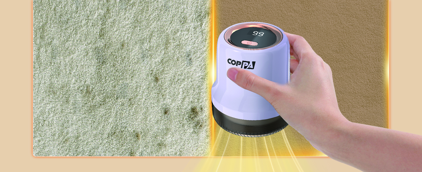 Електричний видалення ворсу для одягу та меблів COPPA, 6 лез, 3 швидкості, перезаряджається, з індикатором заряду, фіолетовий