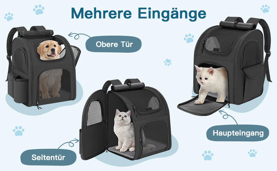 Рюкзак для тварин до 10 кг з сіткою, чорний. Зручний та дихаючий рюкзак для собак та котів з внутрішньою безпечною лінією та килимком.