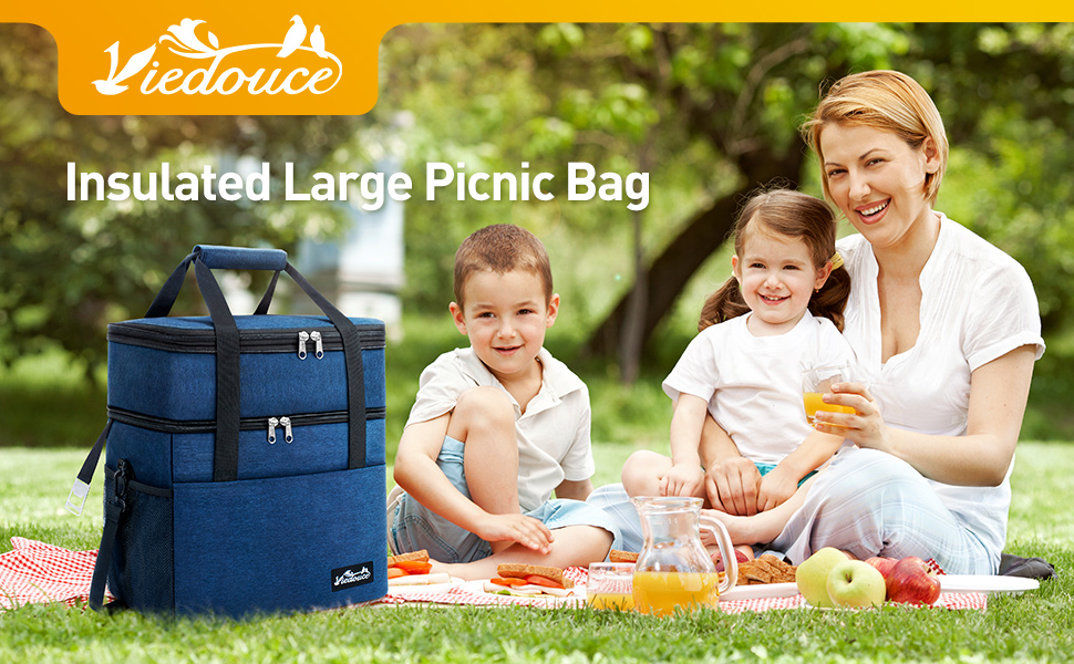 Термосумка Viedouce 30L: ізольована сумка-холодильник для пікніків, кемпінгу та подорожей (блакитна)