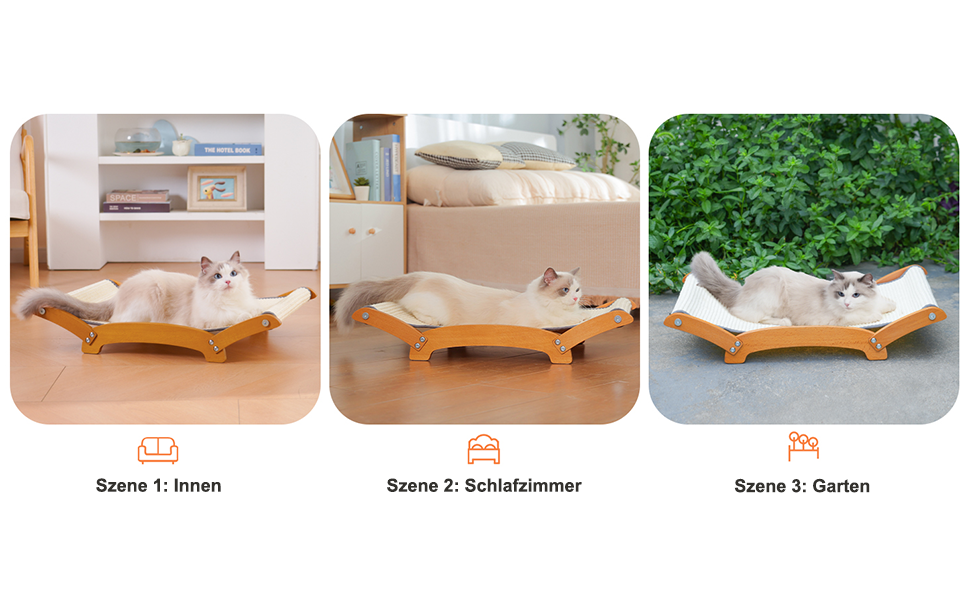 Кігтеточка-ліжко для котів з сизалю, масивне дерев'яне ліжко, кігтеточка-стілець, лежанка для котів, кігтеточка з сизалю, велика, для дому