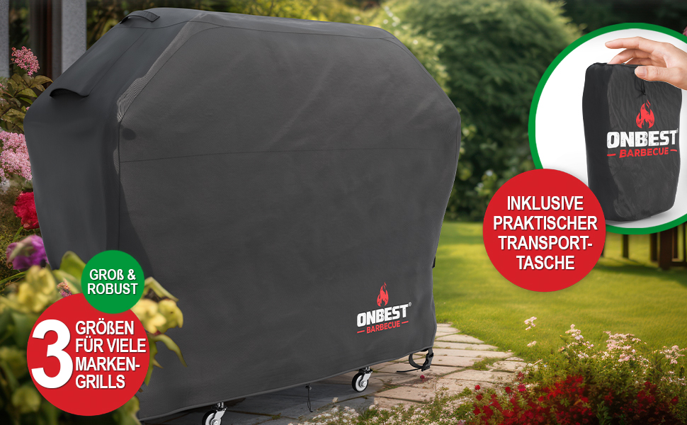 Чохол для гриля ONBEST, водонепроникний, 600D Оксфорд, вентиляція, 150x65x125 см, захист від дощу та бруду