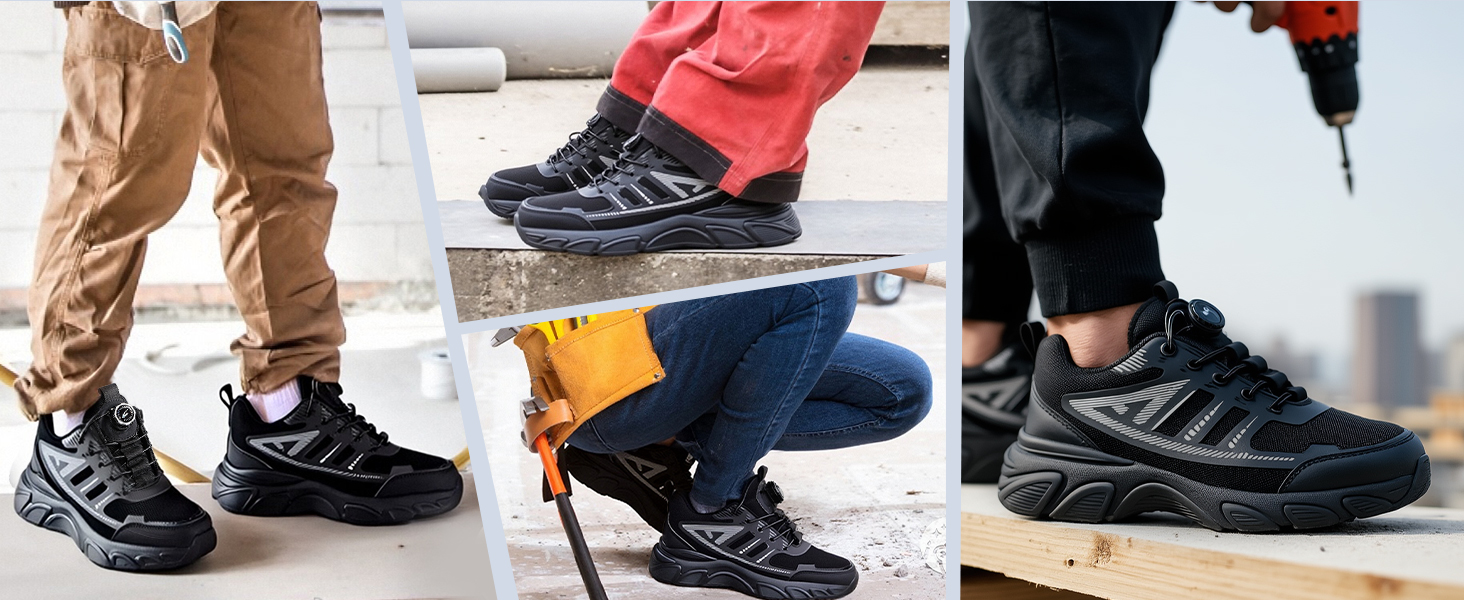 Чоловічі робочі черевики з металевим носком, неслизькі, чорні, 41 EU