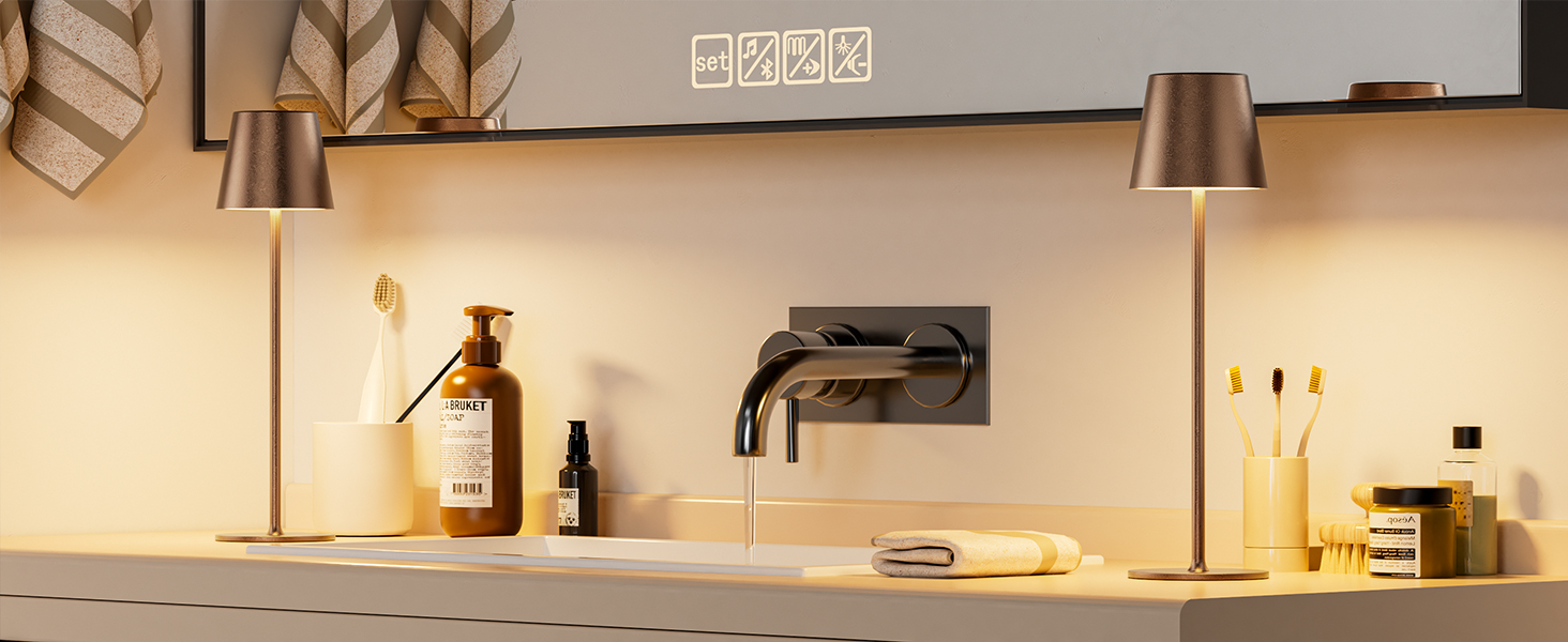 Набір з 2 бездротових настільних світильників LED з акумулятором, диммер сенсорний, 3 режими кольору, USB-C зарядка для спальні, столу, кемпінгу (Чорний)