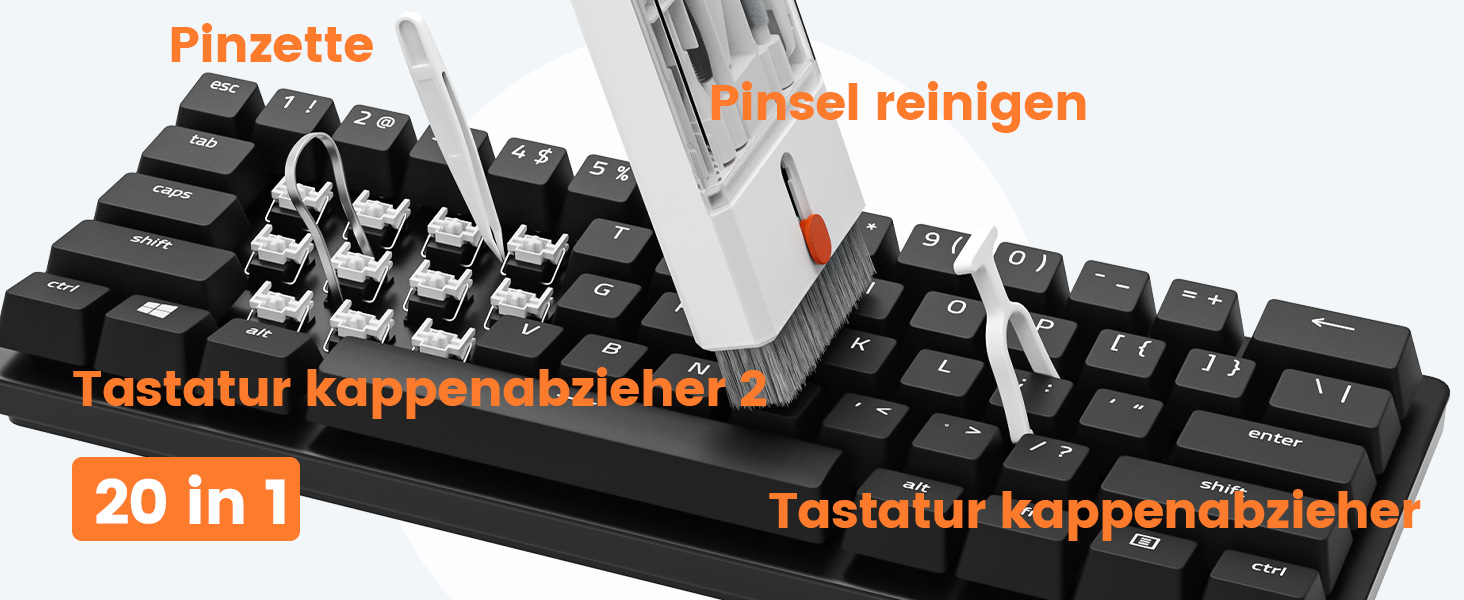 Набір для чищення клавіатури та навушників: 22 в 1. Підходить для AirPods, ноутбуків, моніторів, телефонів.