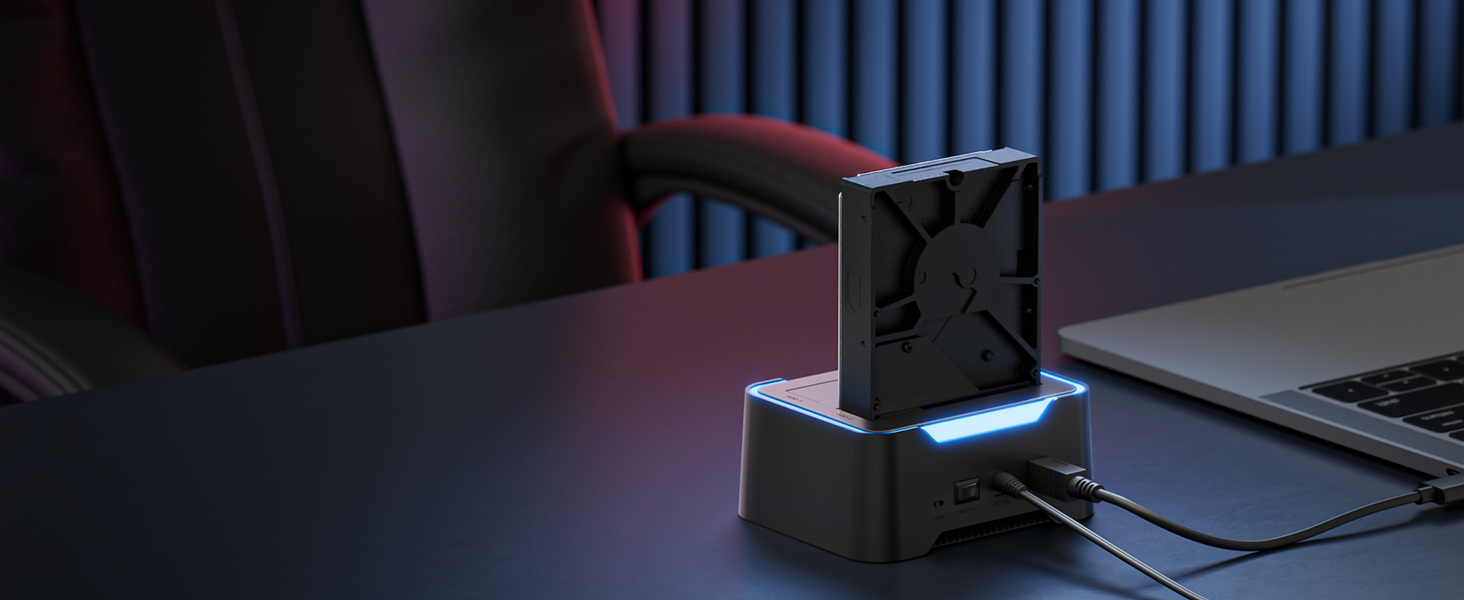 Док-станція Inateck USB 3.0 для HDD/SSD 2.5/3.5 дюймів, Dual-Dock, підтримка Offline-клонування, RGB, SA02002