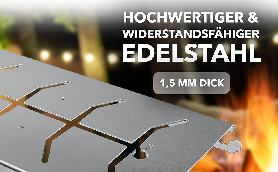 Bärenstahl Stainless Steel Salmon Grill Plank with Holder - Fireproof for Fire Pits & Charcoal Grills - Made in Germany