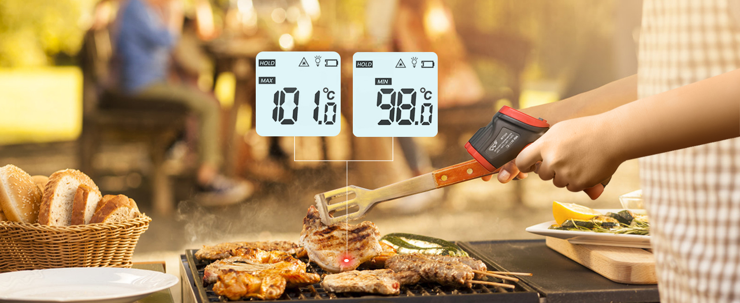 Інфрачервоний термометр Wintact -50℃ - 590℃, цифровий, безконтактний, для кухні та піци, WT320
