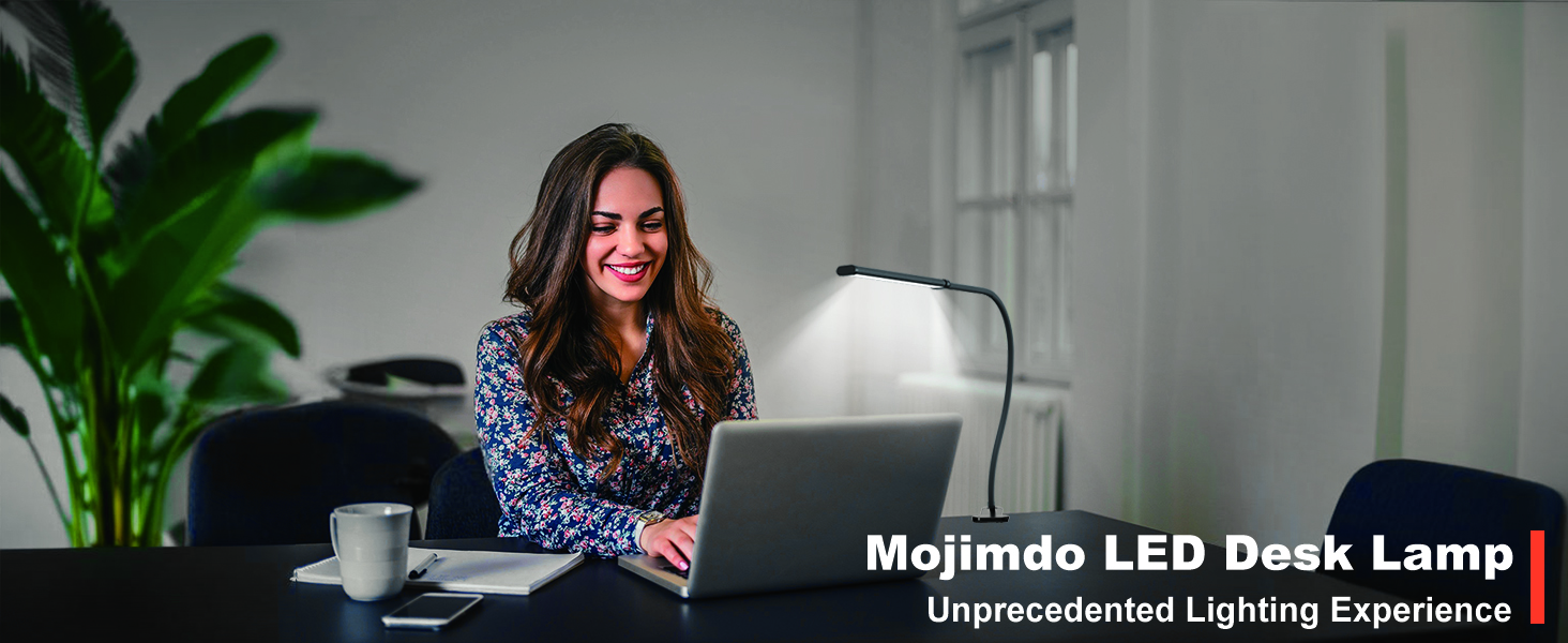 Лампа настільна LED Mojimdo 77 з пультом ДУ, 40 см, 3 кольори, 5 рівнів яскравості, гнучкий штатив, USB-зарядка, чорний