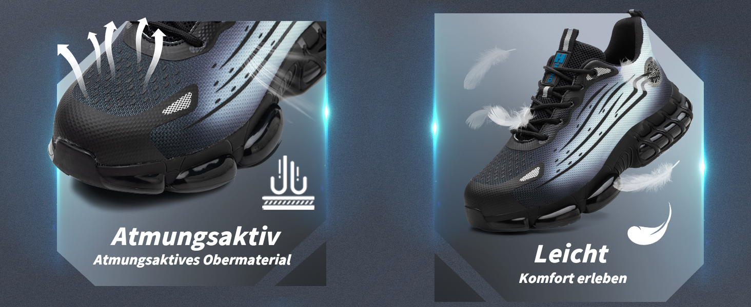 Робочі черевики AIMAYEE з металевим носком: легкі, дихаючі, для жінок та чоловіків, сірі та чорні, розмір 41 EU