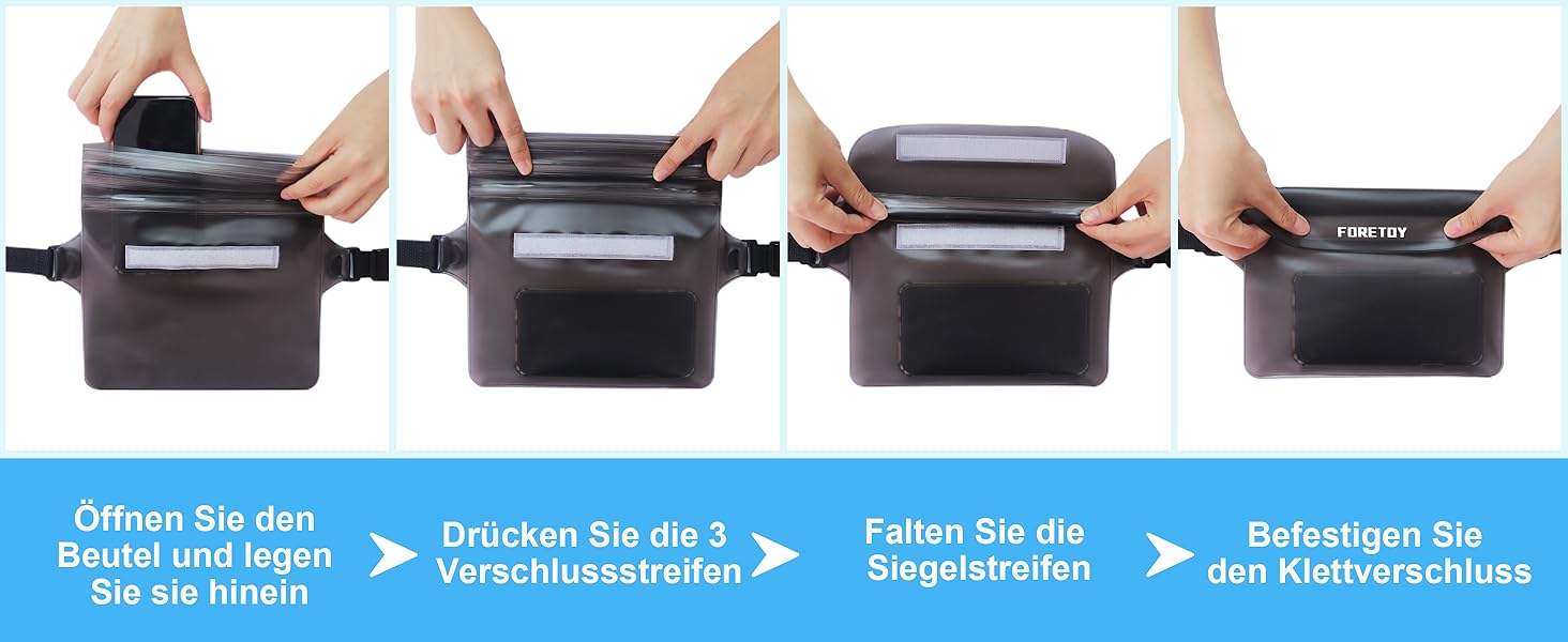 Водонепроникна сумка-чохол на пояс з регульованим ремінцем, IP68, для фотографії, водних видів спорту, пляжу, плавання, риболовлі тощо. Чорний + Сірий