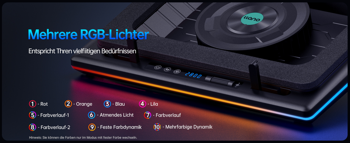 Ігровий охолоджувач для ноутбука llano V12 RGB з потужним турбовентилятором 5.5