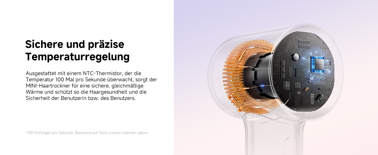 Фен DREAME Hair: Швидке сушіння, 110 000 обертів/хв, іонізація, регулювання температури та потужності, насадка-дифузор, тиха робота, білий (блакитний, міні)