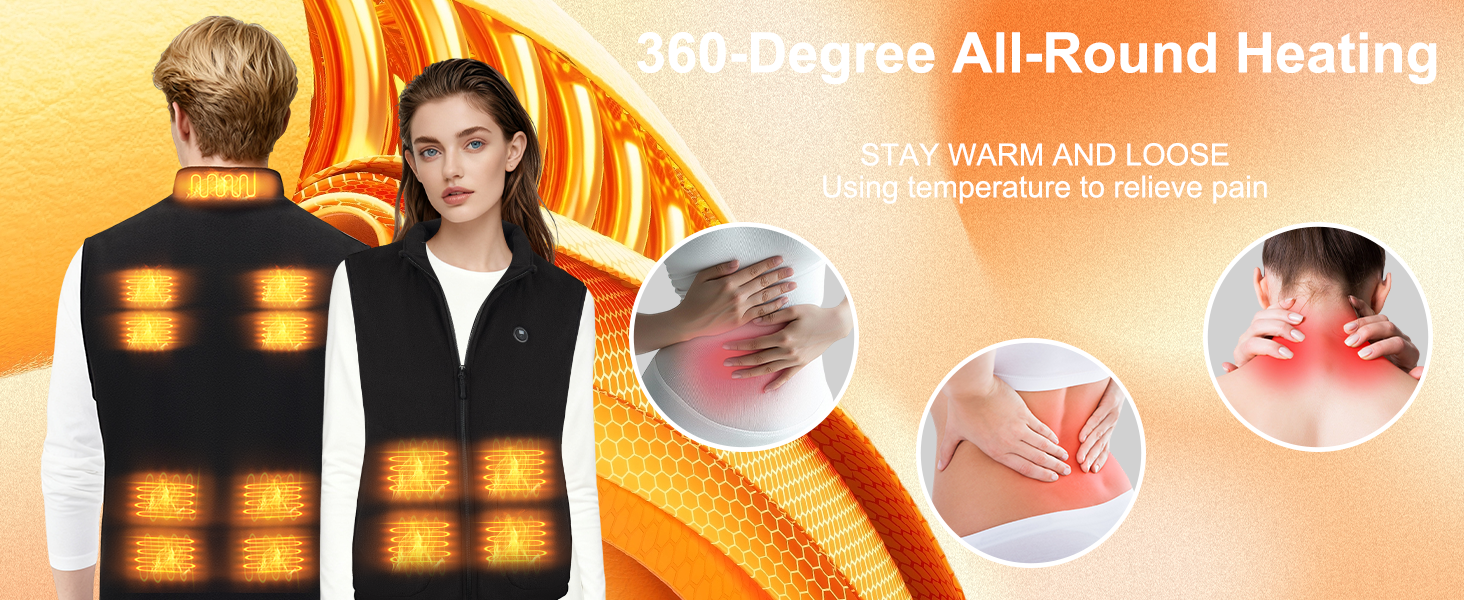 Обогреваемый жилет с аккумулятором 27000mAh 7.4V флисовый жилет, электрический жилет с 13 зонами нагрева, 3 режима температуры, мужской/женский, XL, глубокий черный