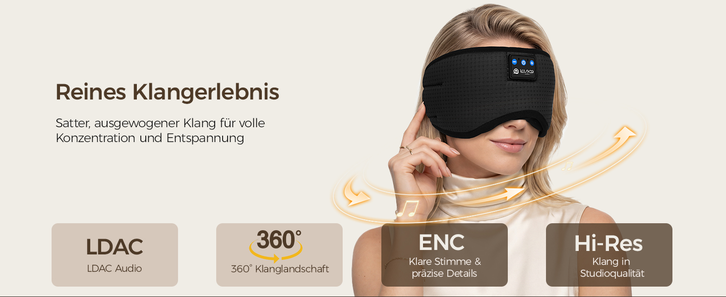 Маска для сну з Bluetooth навушниками LOVE EYE 3D для зручного сну на боці, бамбукова, чорна