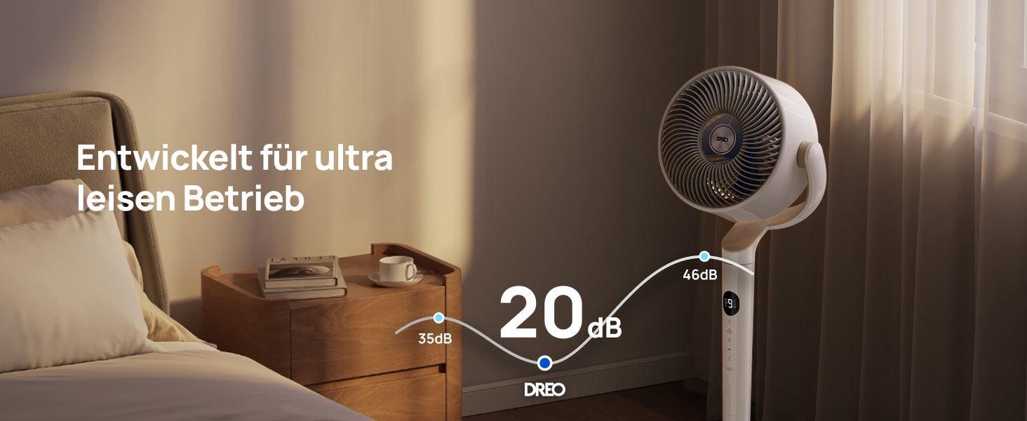 Вентилятор підлоговий Dreo з Wi-Fi та LED, 102 см, 3 режими, 8 швидкостей, 1200 м³/год, 26 м відстань, тихий 20dB