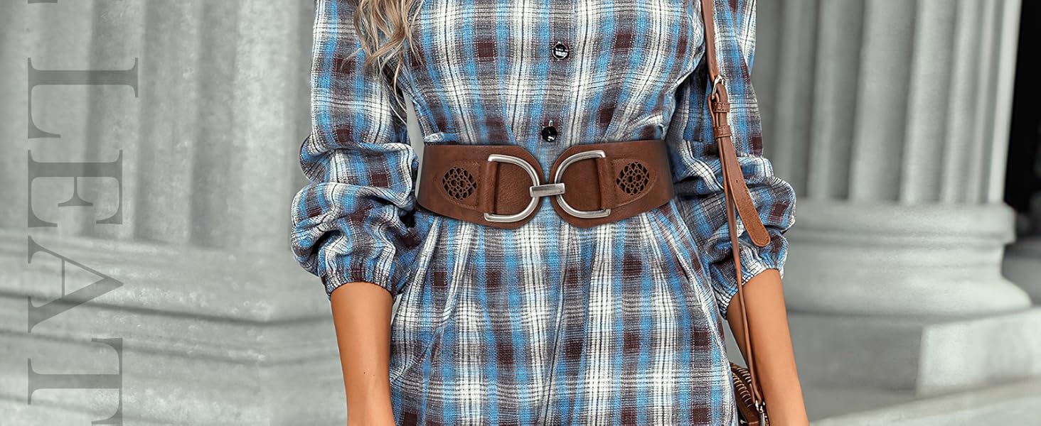 Жіночий ремінь VONMELLI Vintage з широкою талією та товстою пряжкою. Еластичний широкий ремінь для суконь та пальто (Срібло, XXL: обхват талії 119-150 см)