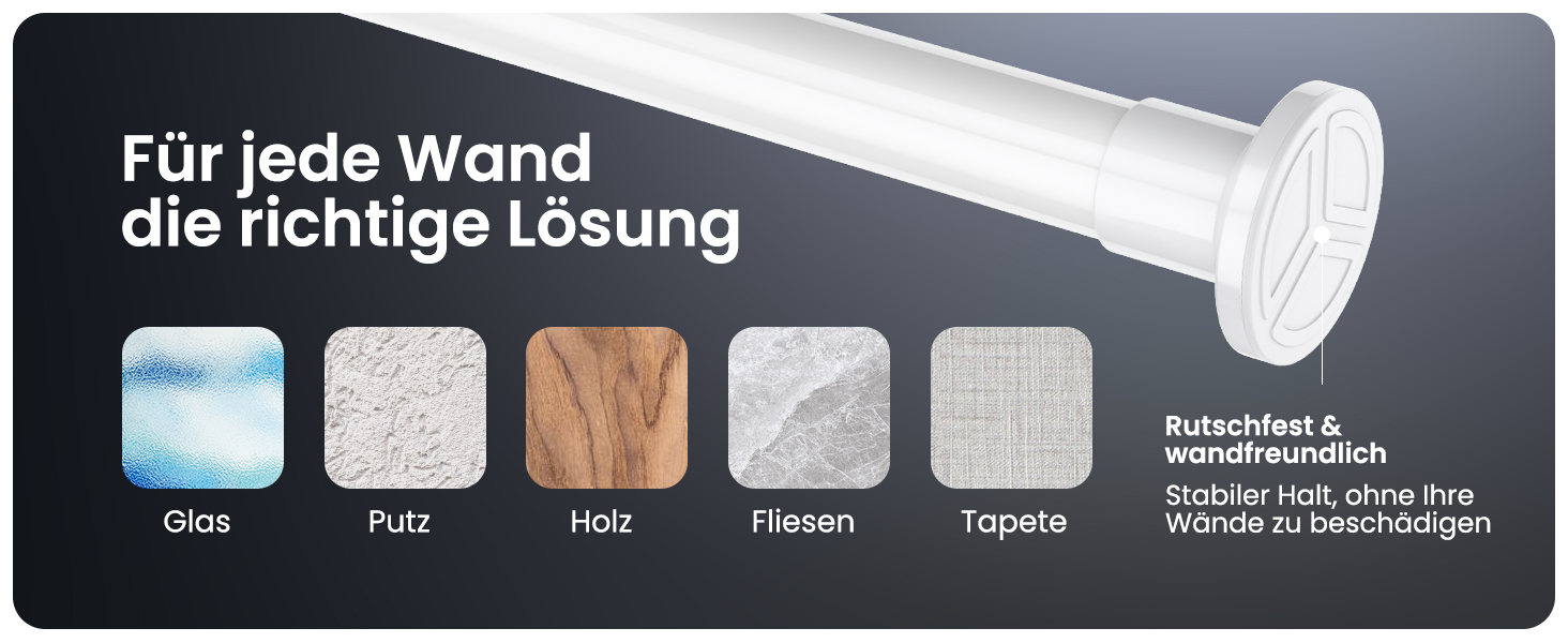 Штанга для душу без свердління 160-210 см, срібна, Ø 25 мм, телескопічна, з кріпленнями - для ванної, душової кабіни та перегородки (70-120 см, біла)