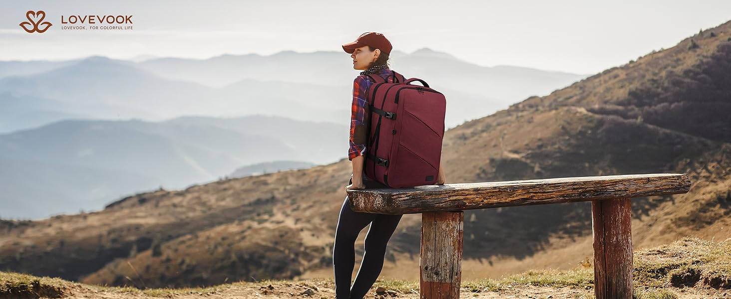 Рюкзак LOVEVOOK 30-40L для подорожей, чорний, з відділенням для ноутбука 17.3 дюйма, антикрадійний, ручна поклажа, розширюваний